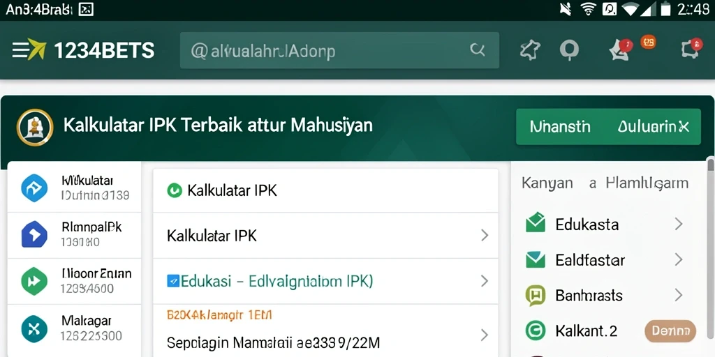 Tampilan antarmuka pengguna aplikasi Kalkulator IPK 1234BETS.