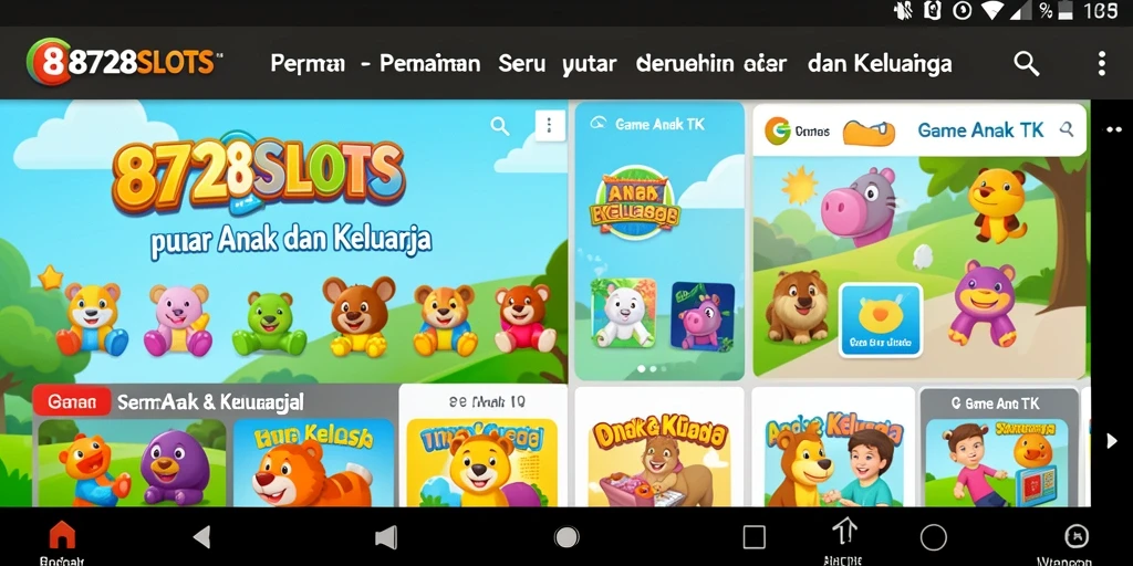 Tampilan antarmuka menarik dari 8728SLOTS untuk anak-anak.