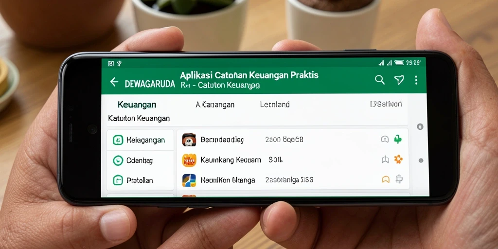 Tampilan antarmuka DEWAGARUDA yang modern dan intuitif untuk Catatan Keuangan.
