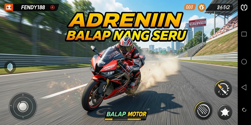 Tampilan antarmuka FENDY188 saat balapan motor dengan desain modern.