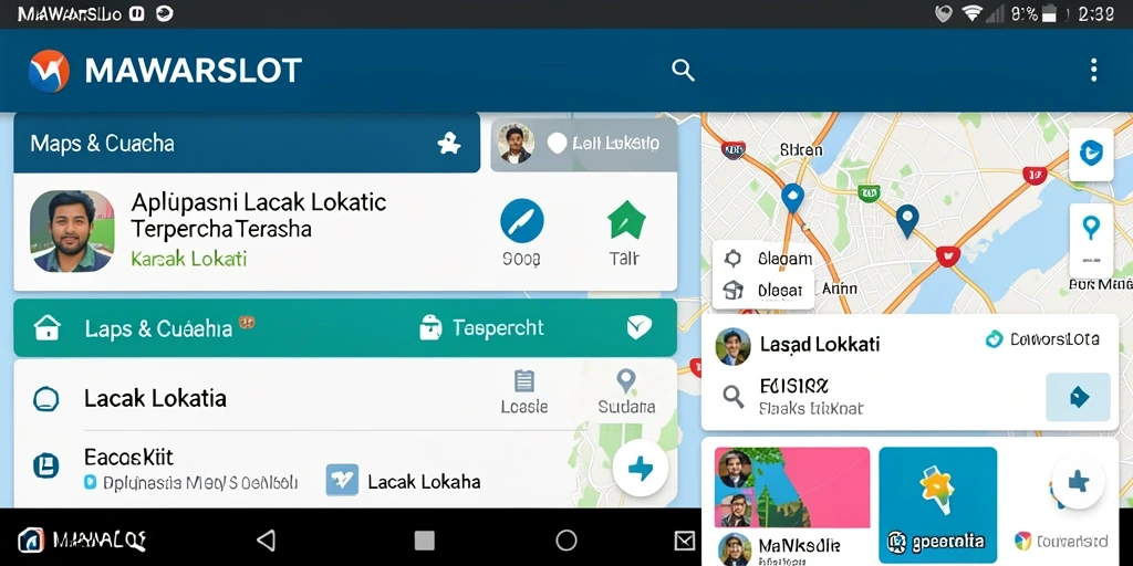 Tampilan antarmuka aplikasi Lacak Lokasi MAWARSLOT yang intuitif.