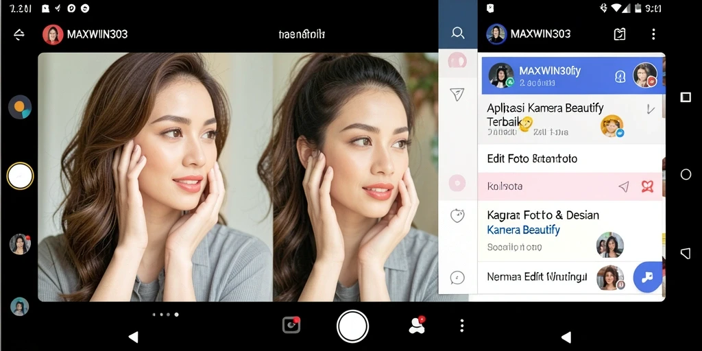 Tampilan antarmuka modern dan fitur Camera Beautify di MAXWIN303.