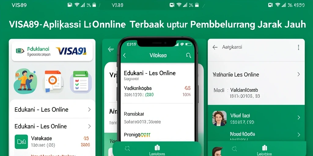 Antarmuka pengguna aplikasi Les Online VISA89 yang interaktif dan menarik.